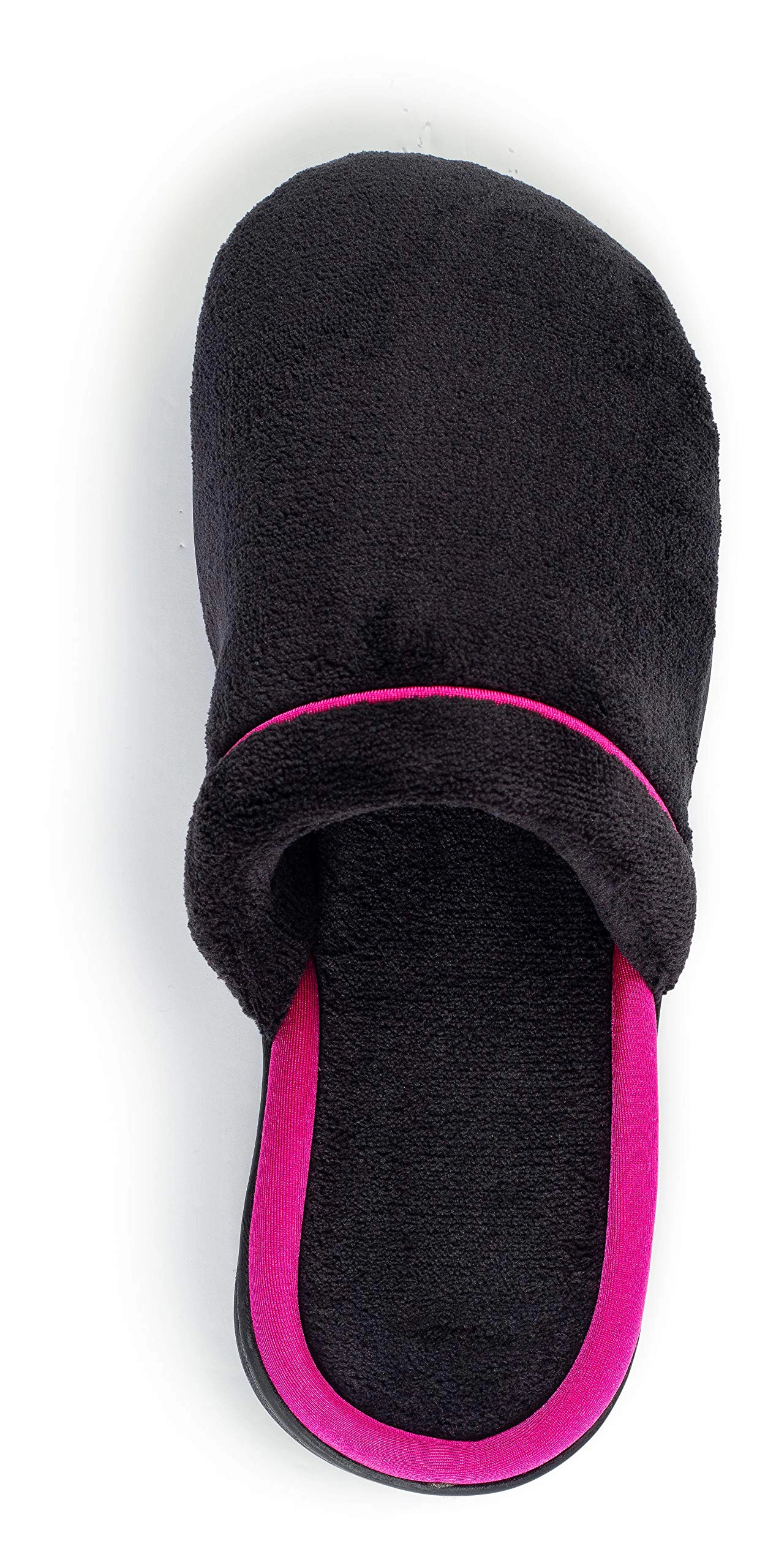 Roxoni Women's Slippers Memory Foam Soft Terry Ladies House Slipper – Black Small
