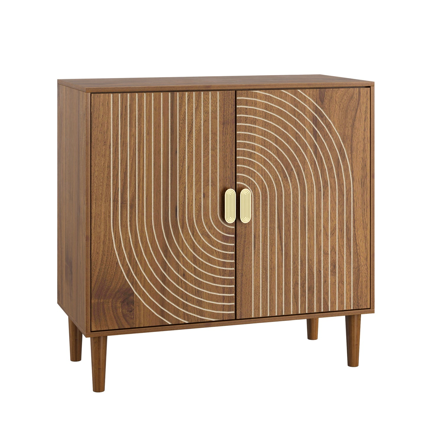 GBruno Line Groove Walnut Buffet Sideboard Cabinet