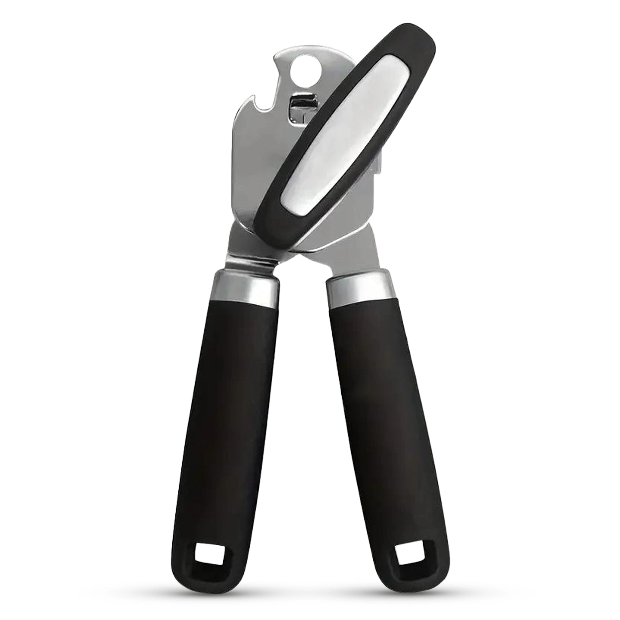Cheer Collection Heavy Duty Stainless Steel Can Opener with Soft Grip Handles Manual Kitchen Can and Bottle Opener