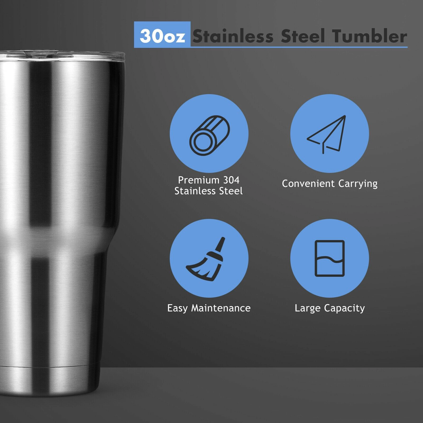 SlickBlue Double Wall Vacuum Travel Tumbler for Hot & Cold Beverages