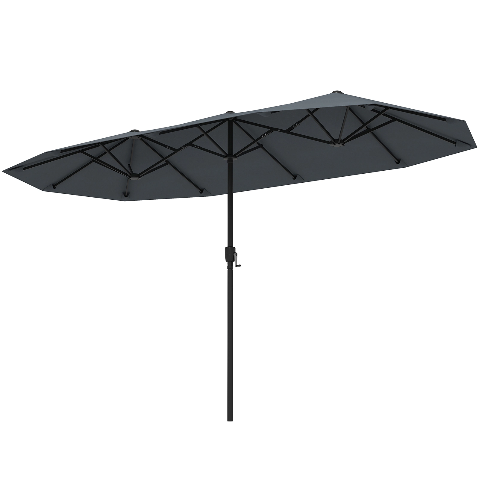 SUGIFT 13-ft Double-Sided Patio Market Umbrella with Crank Handle Gray
