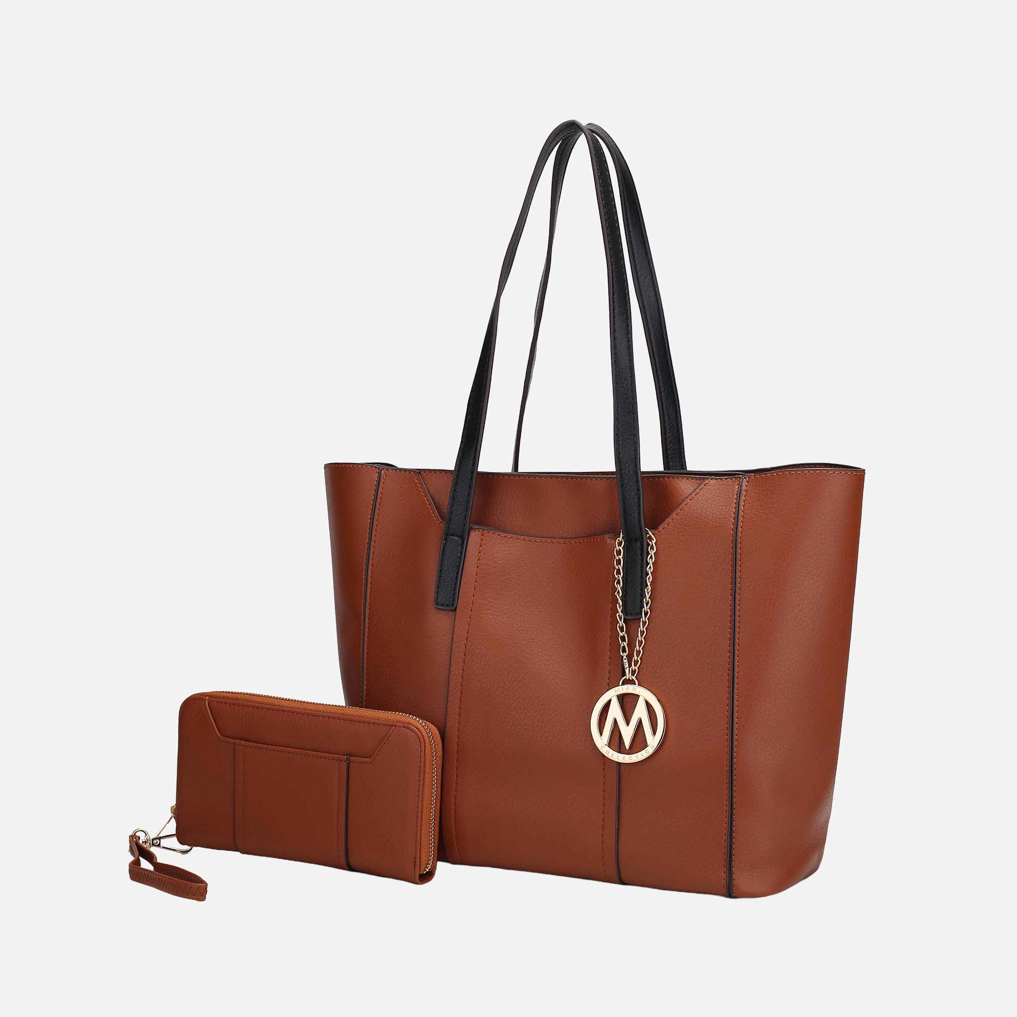 MKF Collection by Mia K Dinah Vegan Leather Tote with Wallet, Gold-Tone Hardware