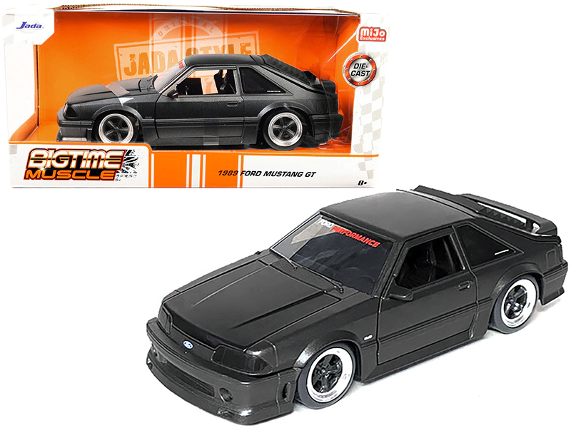 Jada 1989 Ford Mustang GT 5.0 Matt Black Metallic with Matt Black Hood "Bigtime Muscle" Series 1/24 Series