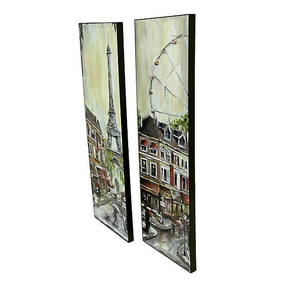 Zeckos 2 Pc. Foiled Eiffel Tower and Ferris Wheel Wall Hanging Set ...