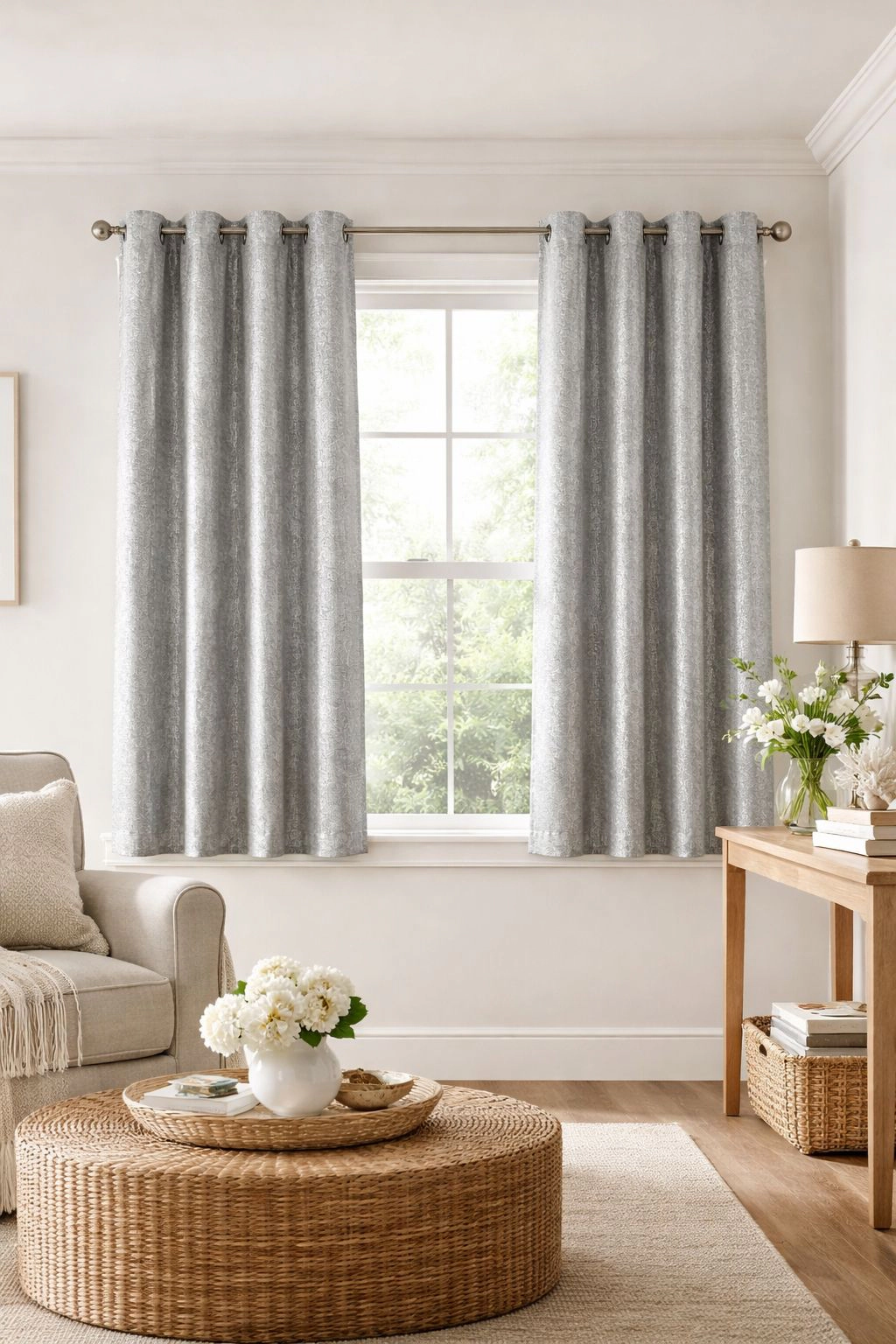 Kate Aurora 2 Piece Sadie Metallic Sparkle Grommet Top Gray Room Darkening Curtain Panels