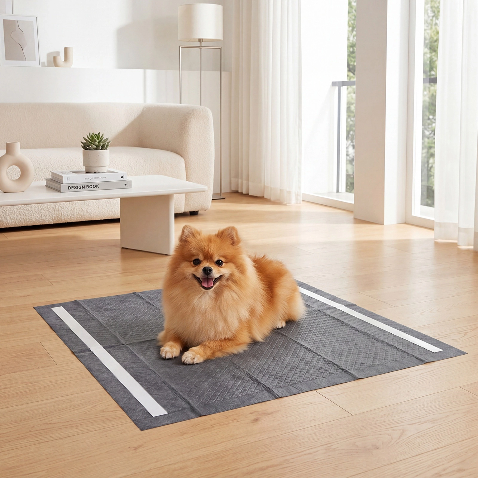 SUGIFT 150-Count 24 x 24-in Square Black Charcoal 6-Layer Dog Pee Pads with 22 x 22-in Absorbent Core