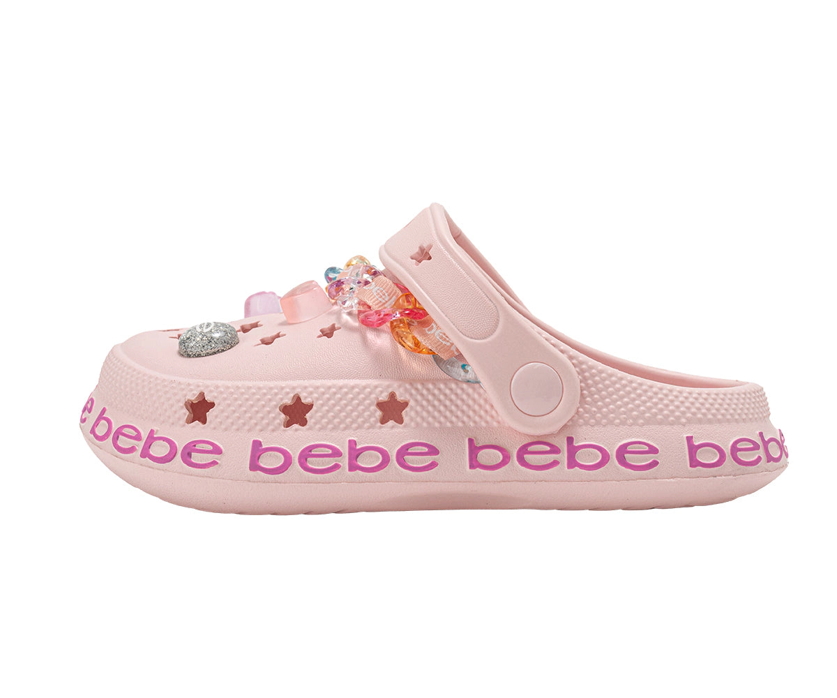 bebe Girl's EVA Clogs - Lightweight Slip-On Shoes with Charms for Kids