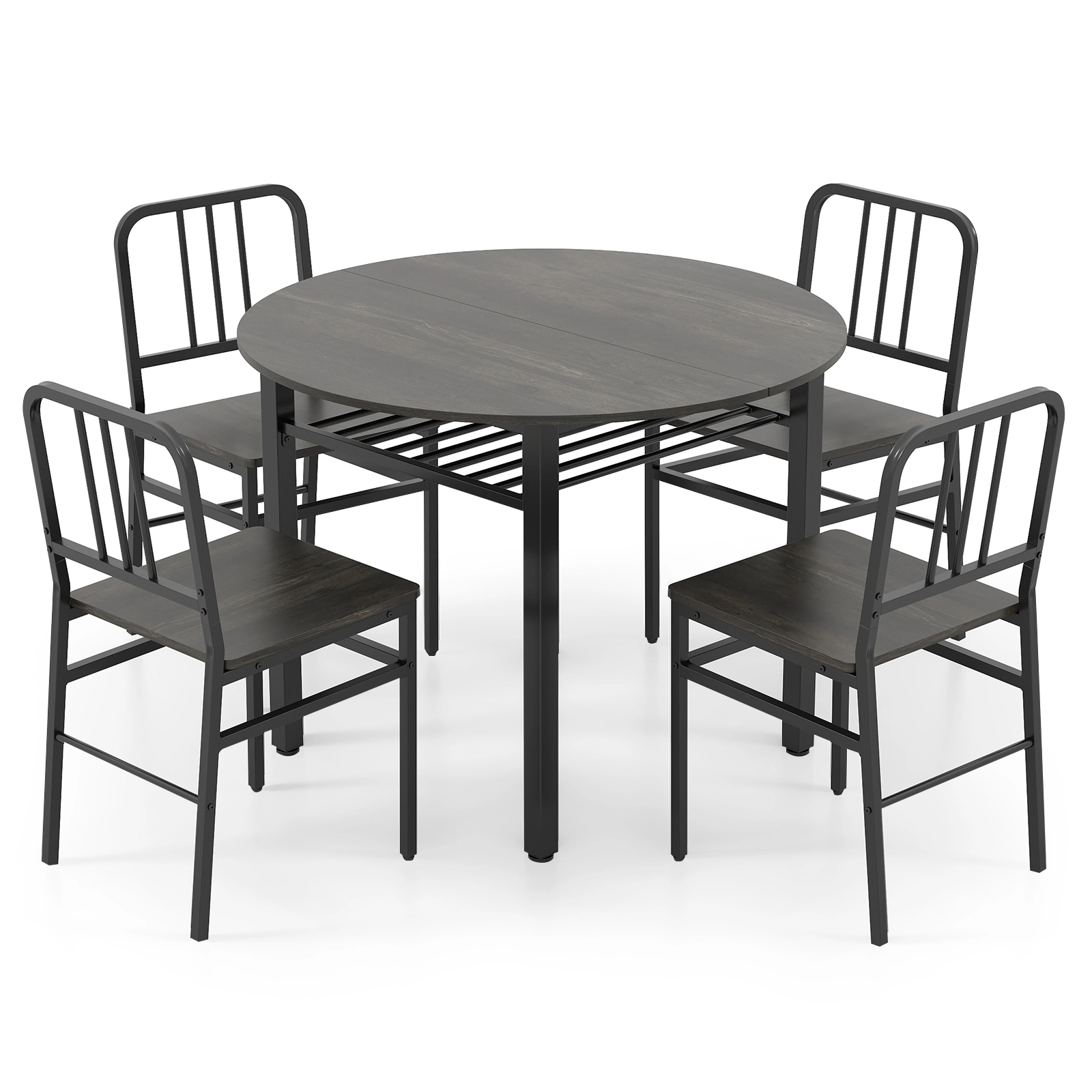LJG 5-Piece Round Dining Table Set with Storage Shelf for Room