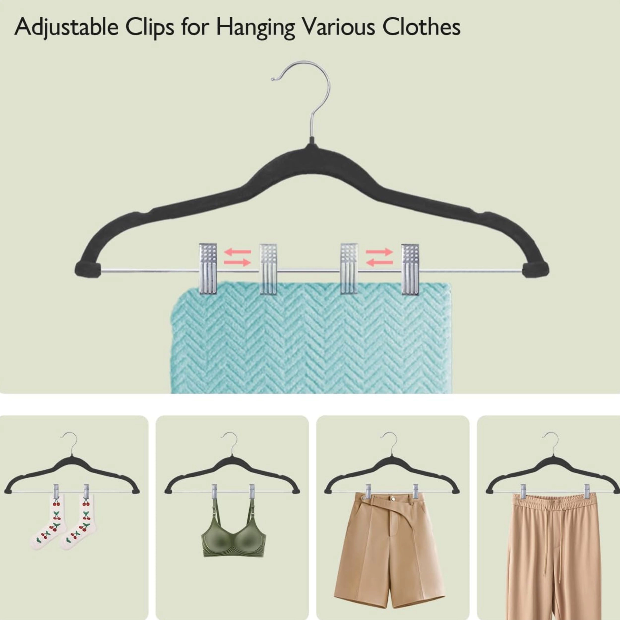 Stock Preferred Pack of 28 Baby Velvet Hangers with Adjustable Clips 11.8 Inch Non Slip Kids Clothes