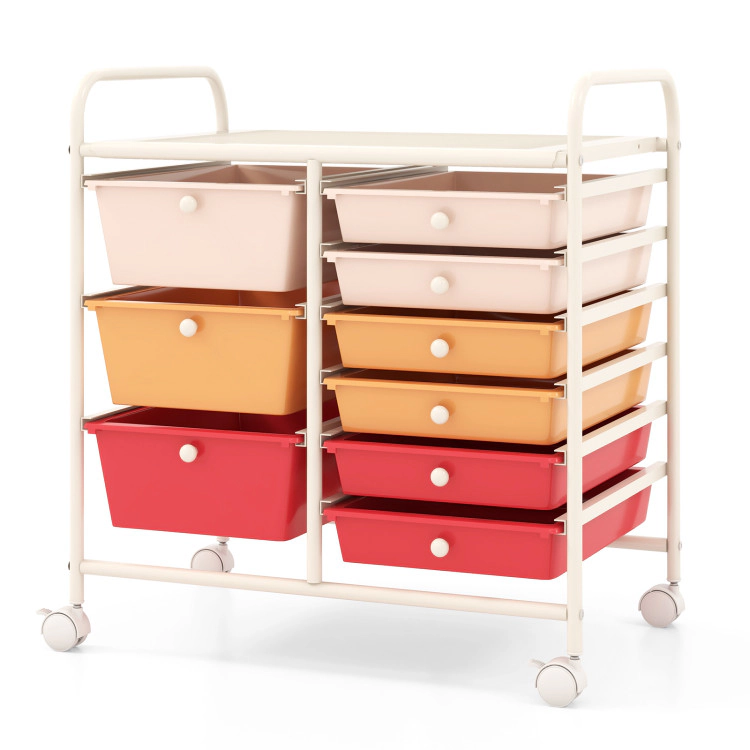 Hivvago 9-Drawer Rolling Supply Organizer with Metal Frame