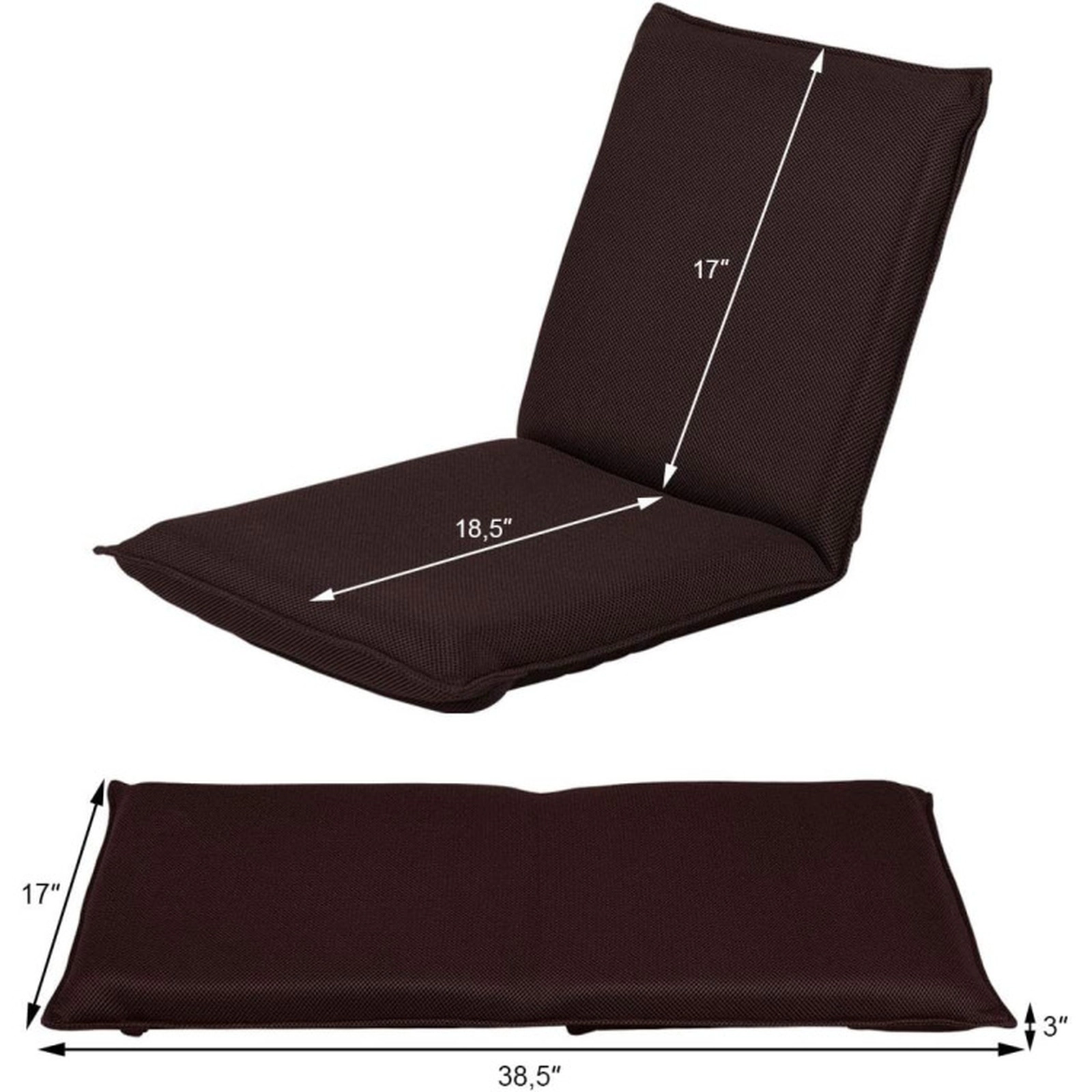 SUGIFT Adjustable 6-Position Folding Floor Chair 287-Lb Capacity Coffee Navy Black Gray