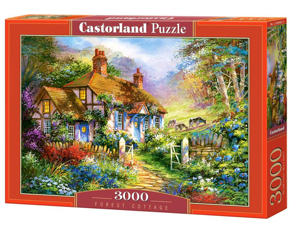 CASTORLAND 3000 Piece Jigsaw Puzzles, Forest Cottage, Charming Nook, Pond, Countryside, C-300402-2