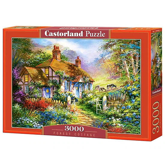 CASTORLAND 3000 Piece Jigsaw Puzzles, Forest Cottage, Charming Nook, Pond, Countryside, C-300402-2