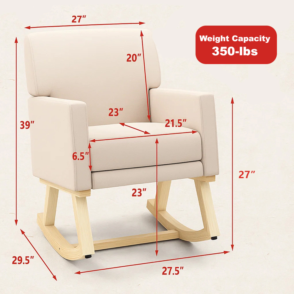Hivvago Modern Upholstered Rocker Chair with Solid Wood Base