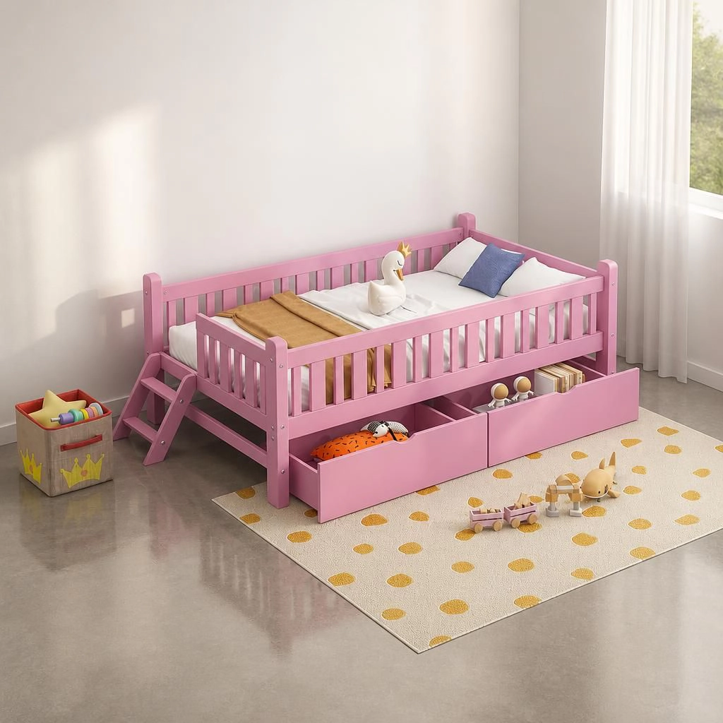 GOODSILO Solid Wood Single Platform Bed Frame