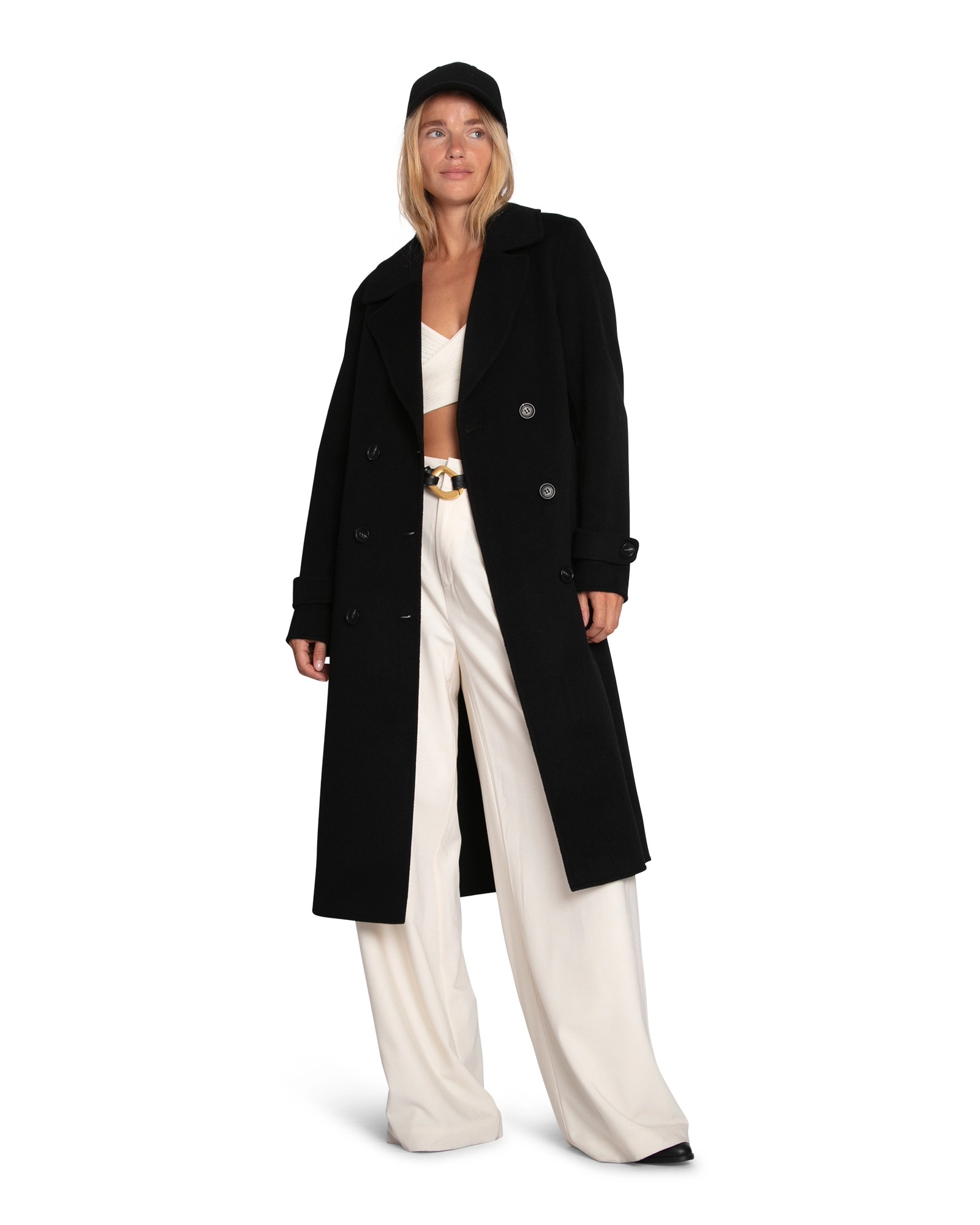Belle & Bloom Womens Front Runner Wool Blend Belted Coat