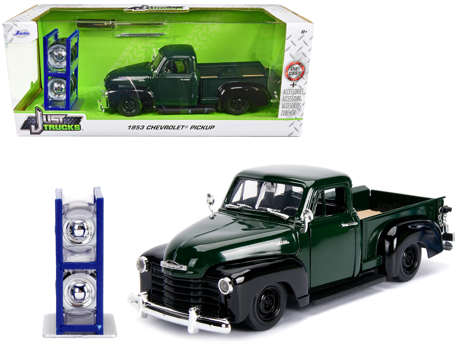 Jada 1953 Chevrolet 3100 Pickup Truck Green with Extra Wheels "Just Trucks" Series 1/24 Diecast Model Car by Jada
