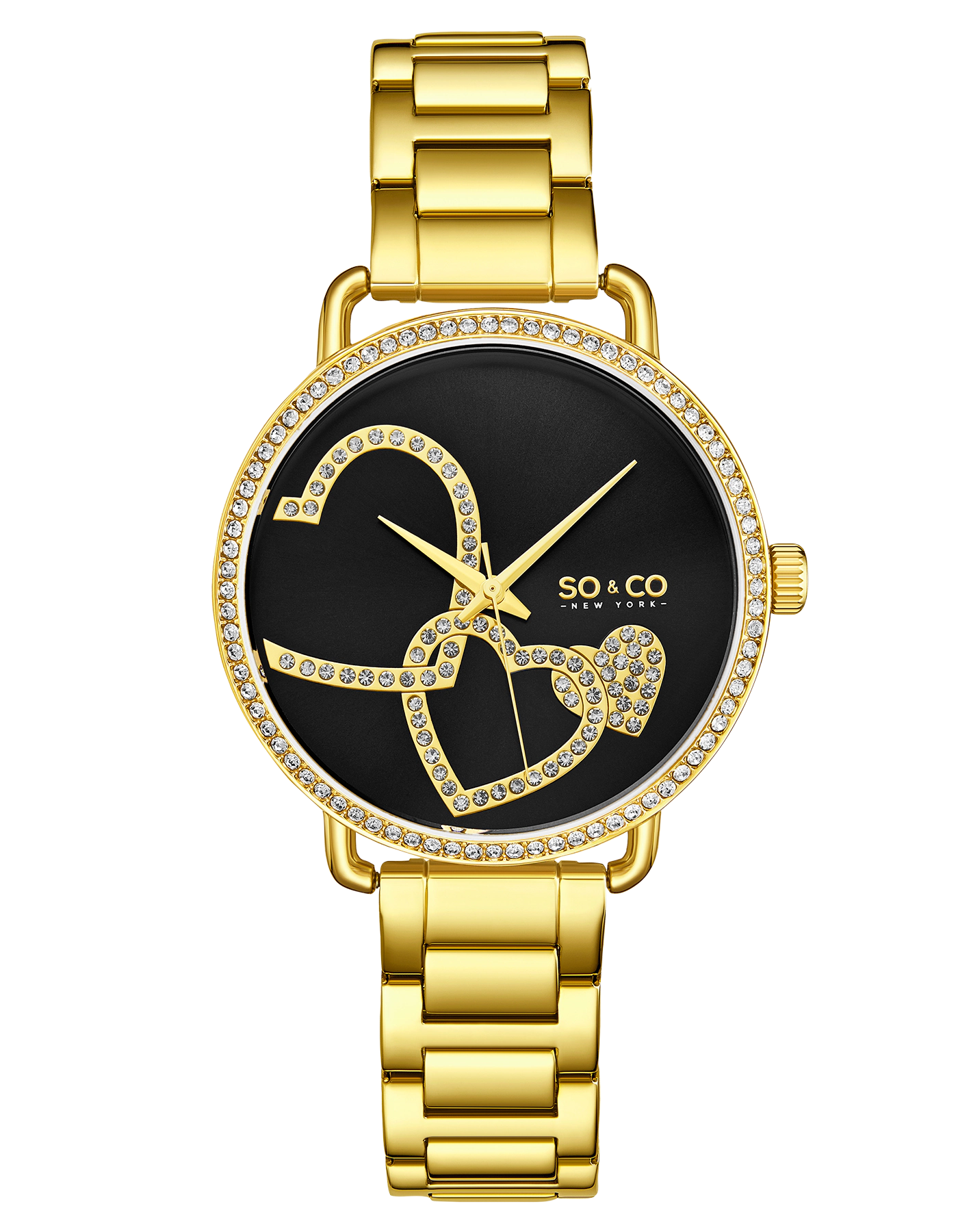 SO&CO Madison 5577 38mm Crystal Studded Watch with Heart Shaped Accents