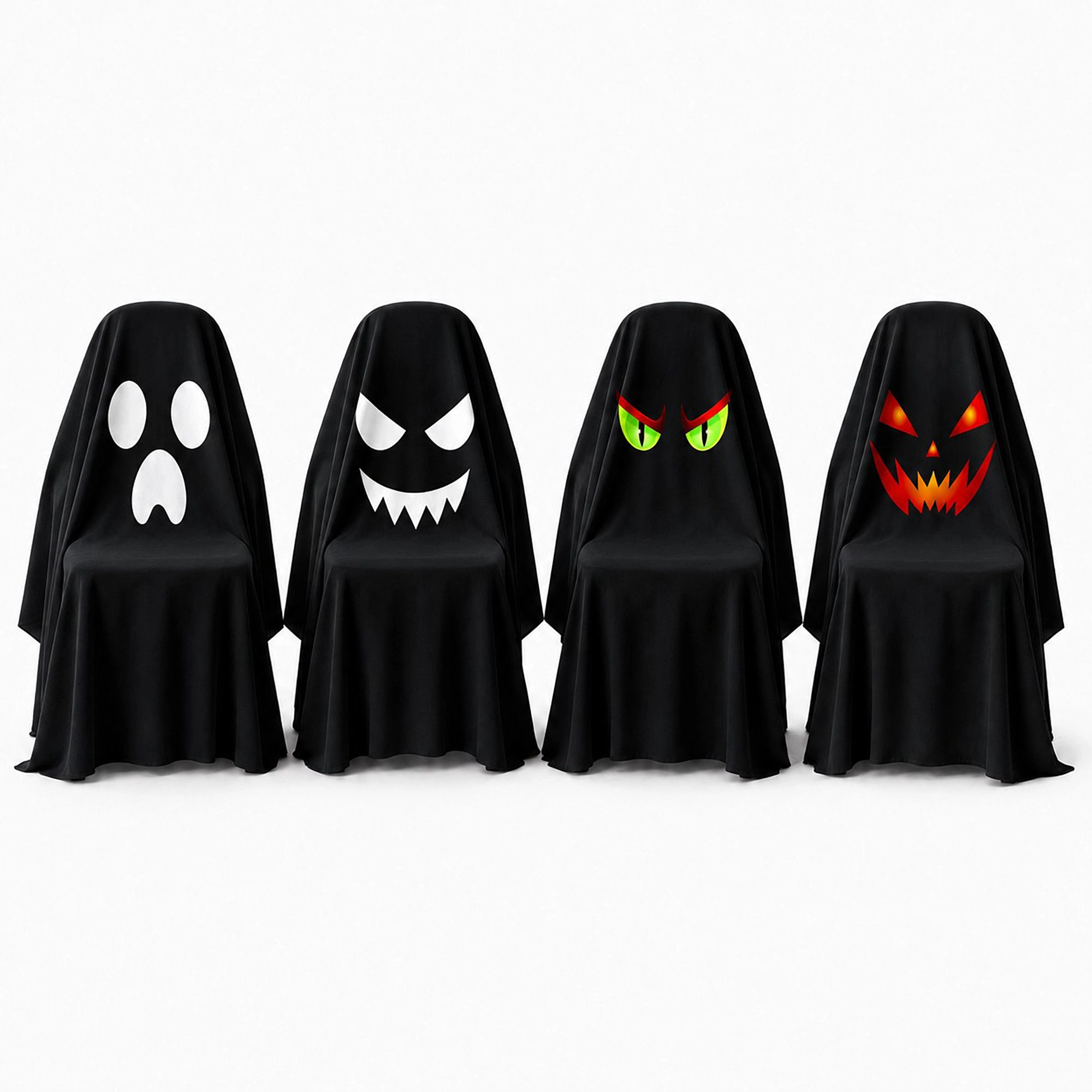 Alilang Halloween 4-Piece Ghost Dining Chair Cover Party Decoration Set