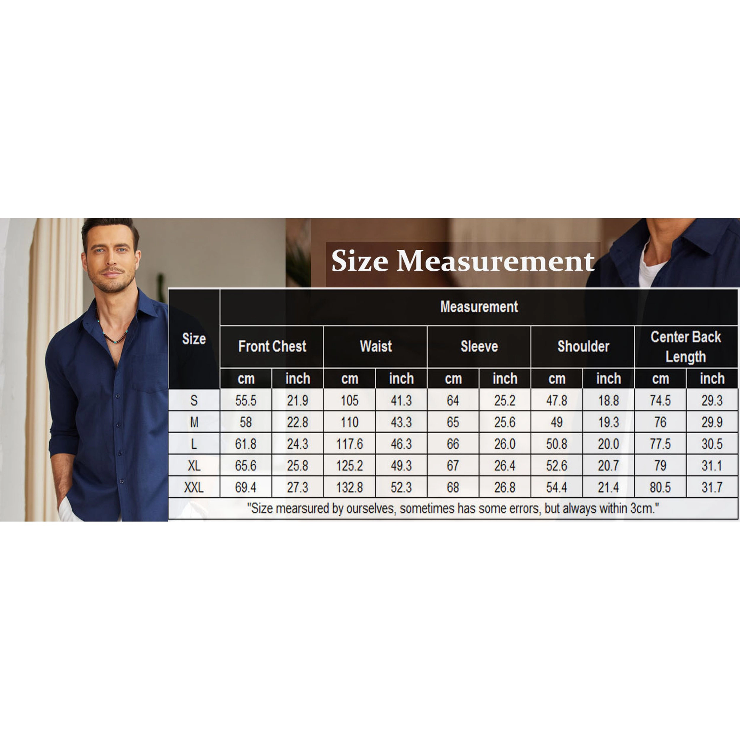 COOFANDY Men's Regular Fit Lightweight Linen Casual Long Sleeve Button Down Shirt