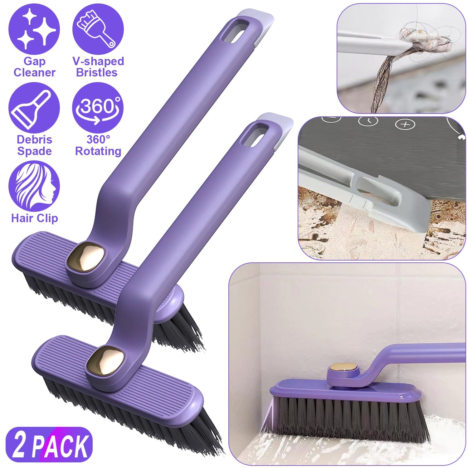 NEW Home Unisex 2-in-1 Rotating Crevice Cleaning Brush