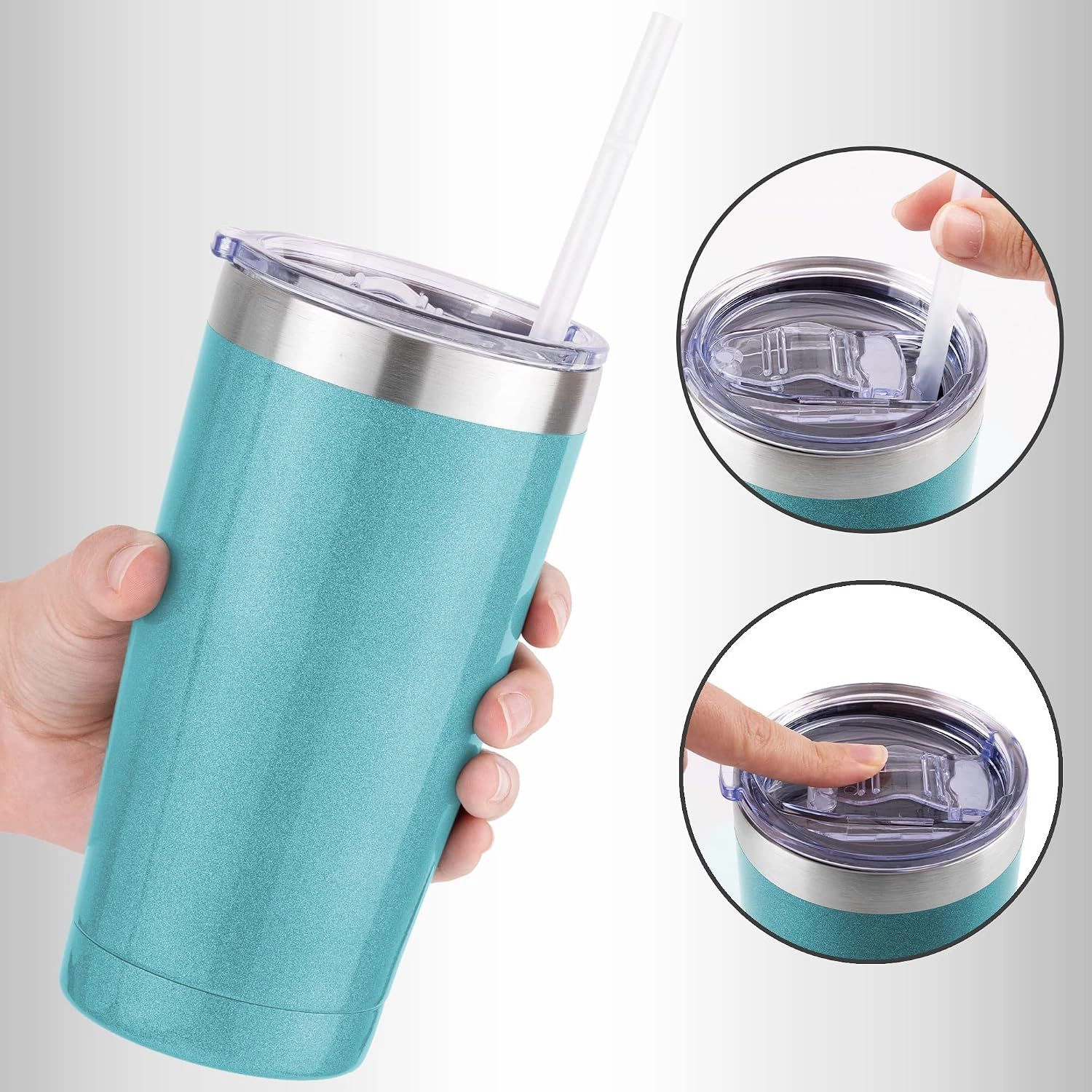 Zulay Kitchen 20oz Double Walled Insulated Tumbler with Lid and Straw