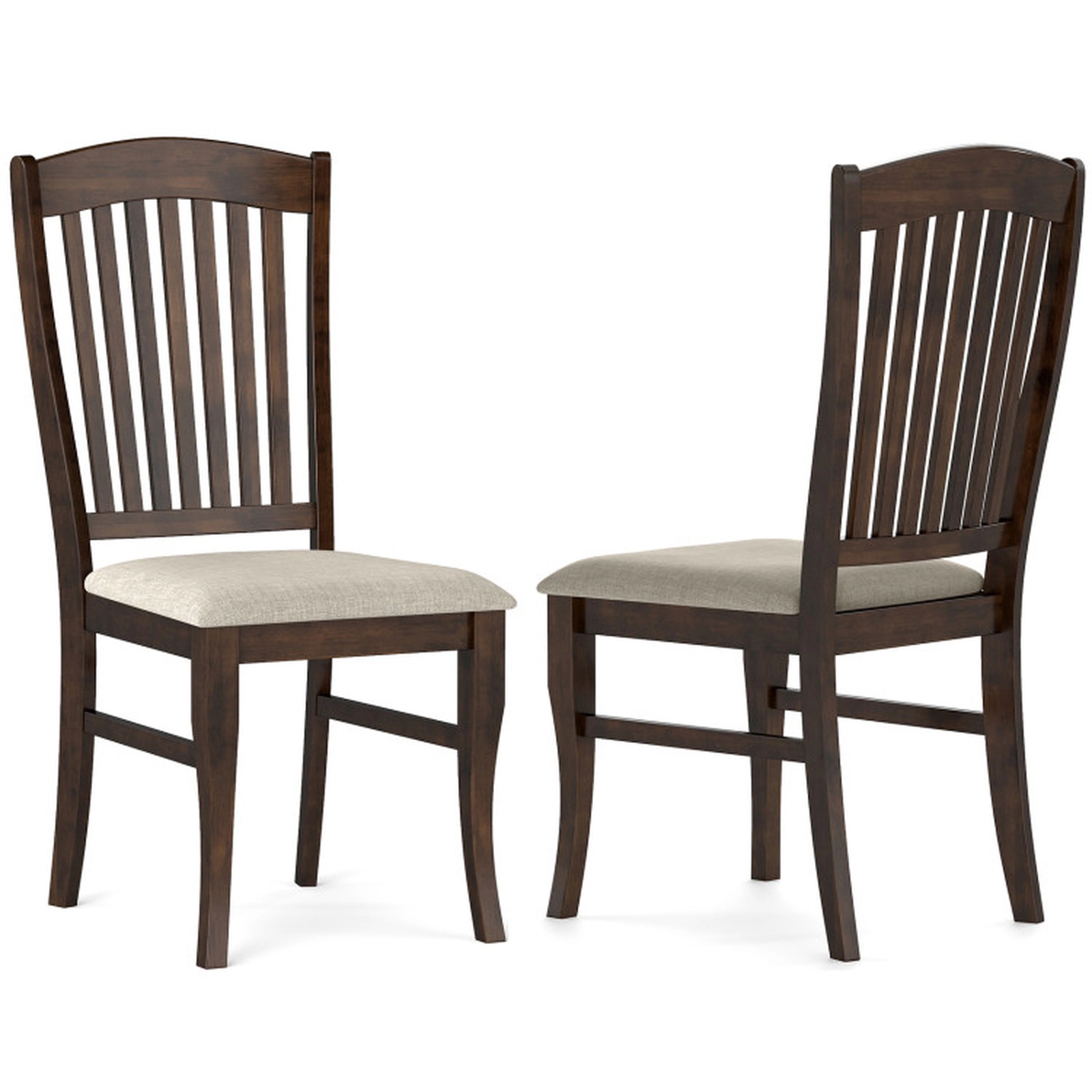 SUGIFT Set of 2 Brown Mid Century Dining Chairs with PU Leather Seat 18-in W 40-in H 400-lb Per Chair