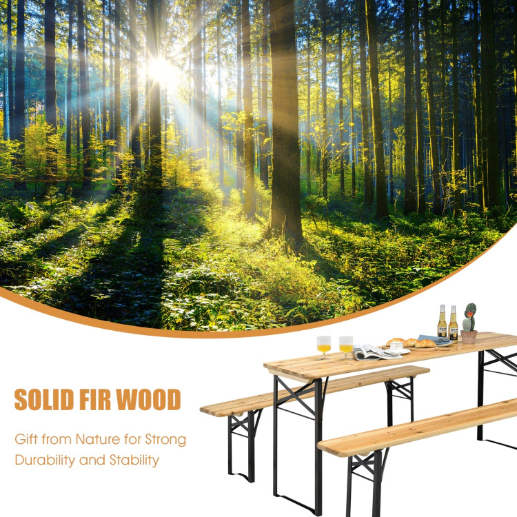 Hivvago 3 Pieces Folding Wooden Picnic Table Bench Set