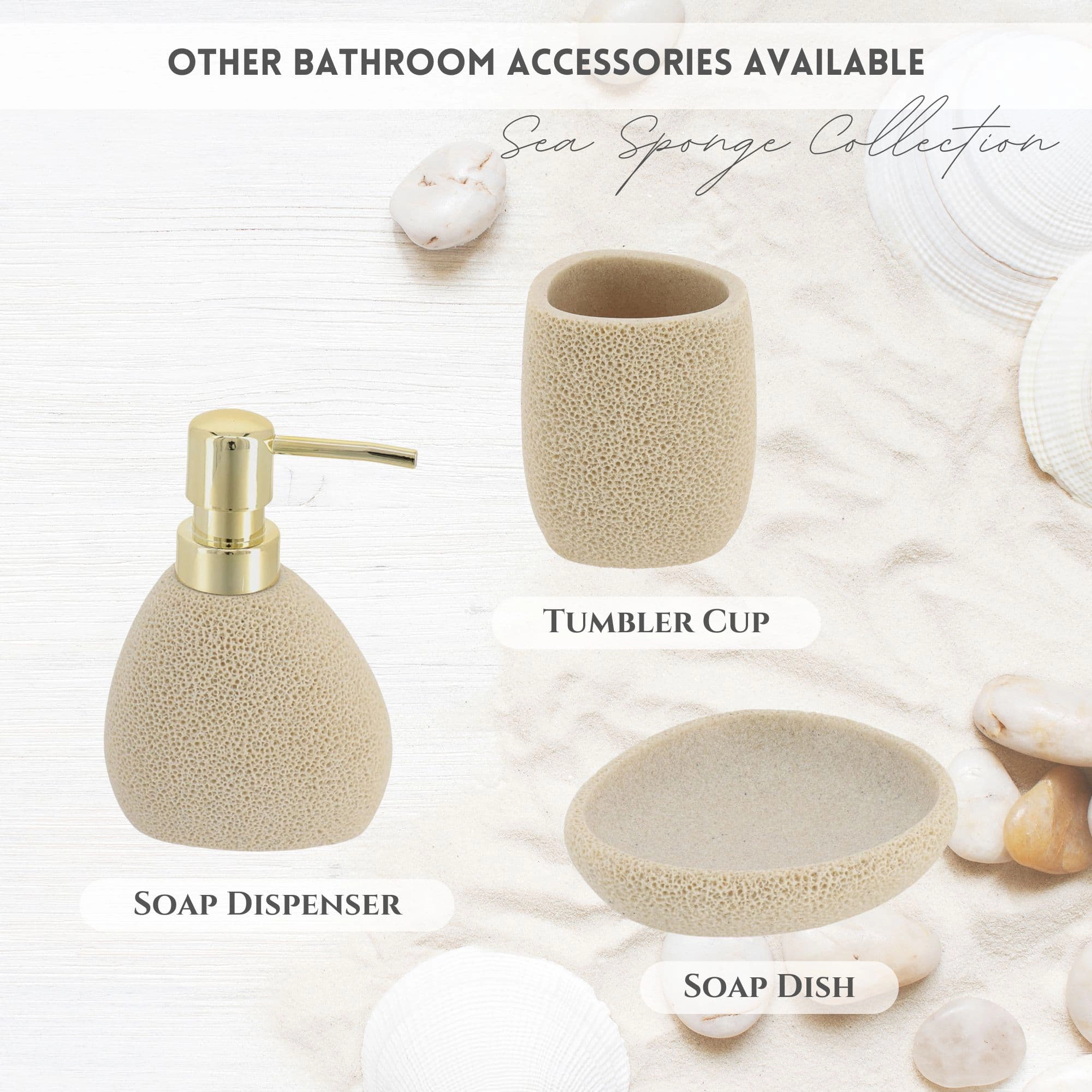 Evideco French Home Goods Sea Sponge Resin Soap Dish, Sandstone Finish