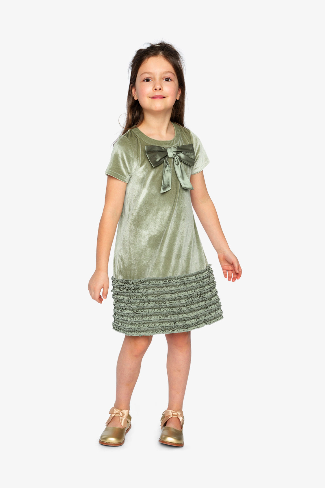 Deux par Girls Short Sleeve A-Line Dress with Bow