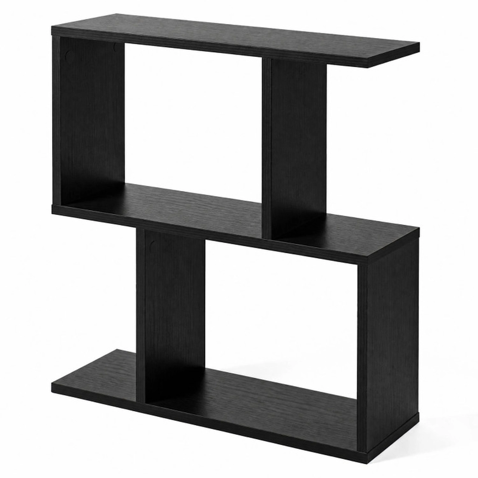 SUGIFT 3-Tier Geometric Engineered Wood Bookshelf with Open Shelves 44-lb Top Board Capacity 24-in Wide Black