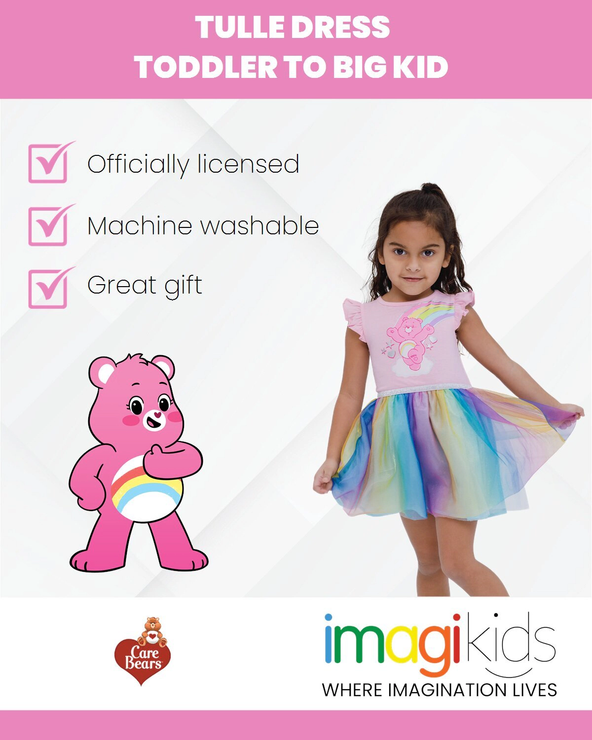 Care Bears Cheer Bear Girls' Sleeveless Tutu Dress