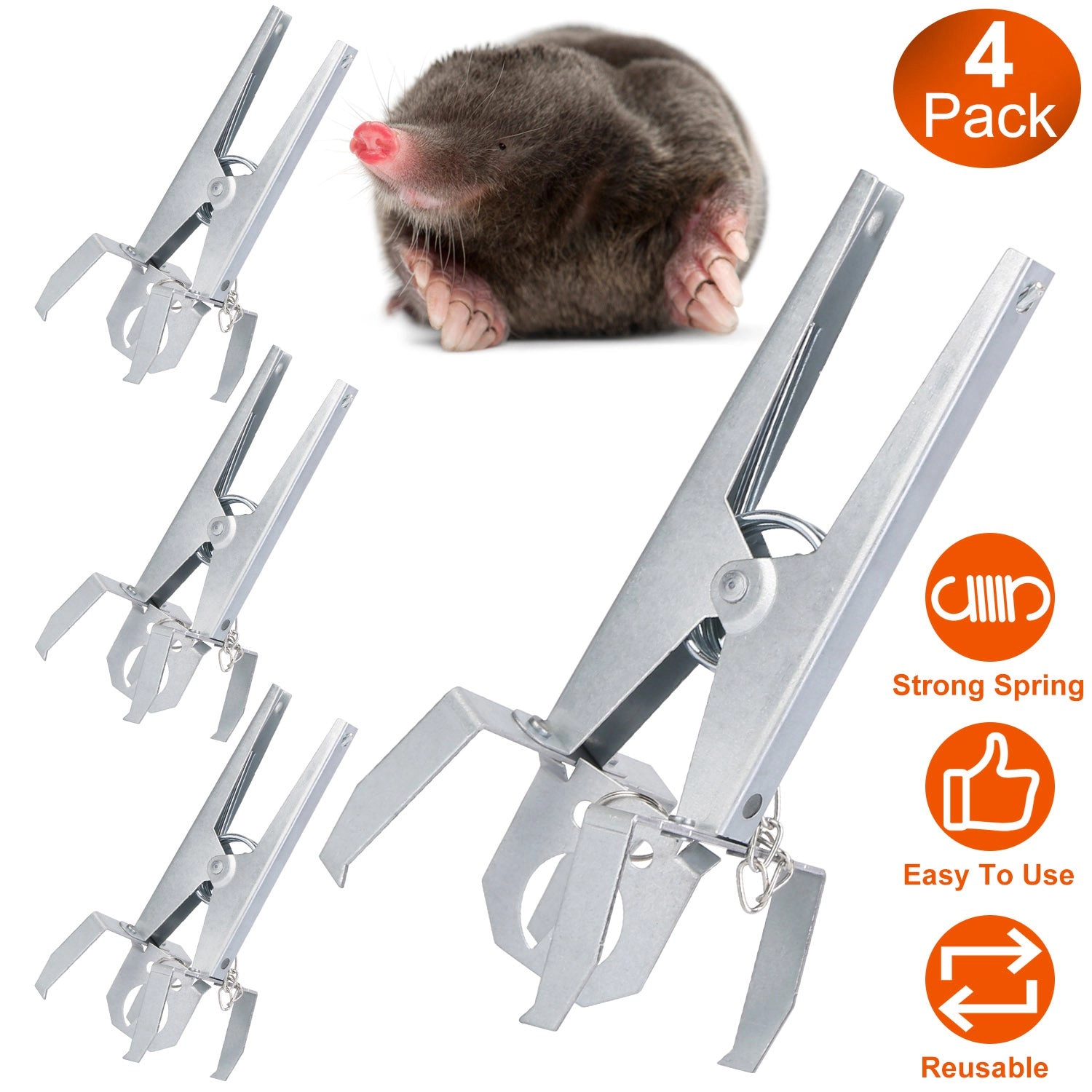GBruno 4-Piece Scissor Jaw Mole Trap