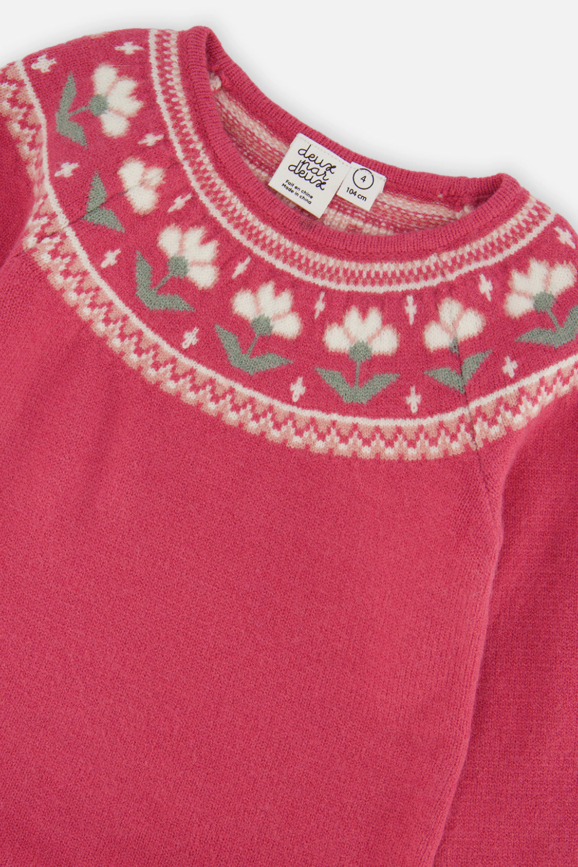 Deux par Girls Knitted Dress with Flower Jacquard