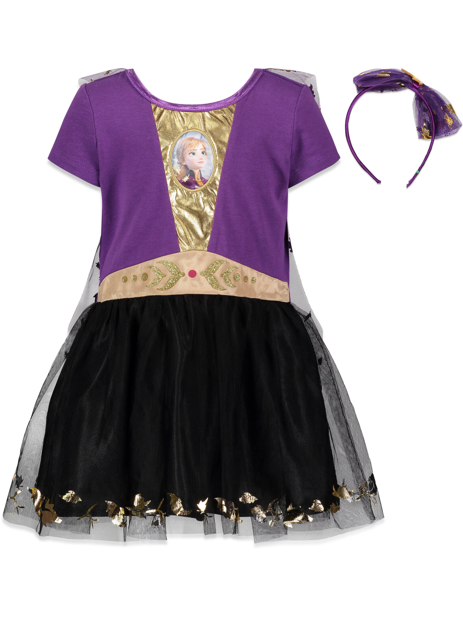 Disney Frozen Girls' Cosplay Dress with Cape and Headband Set
