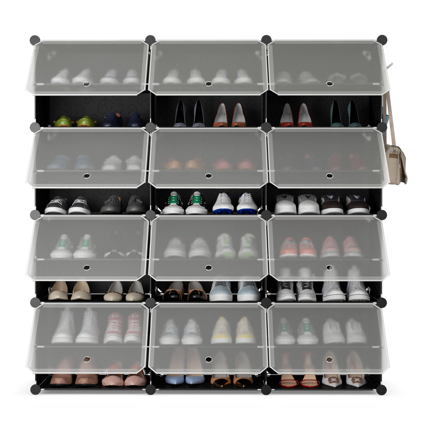 SlickBlue 12-Cube Shoe Storage Organizer with Hanging Hooks