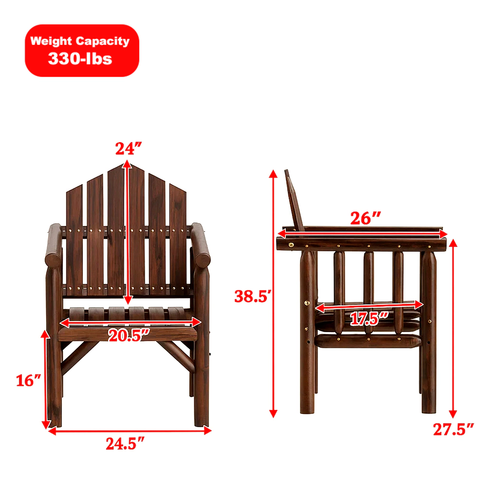Hivvago Wooden Patio Dining Armchair with Sturdy Frame for Outdoor Seating