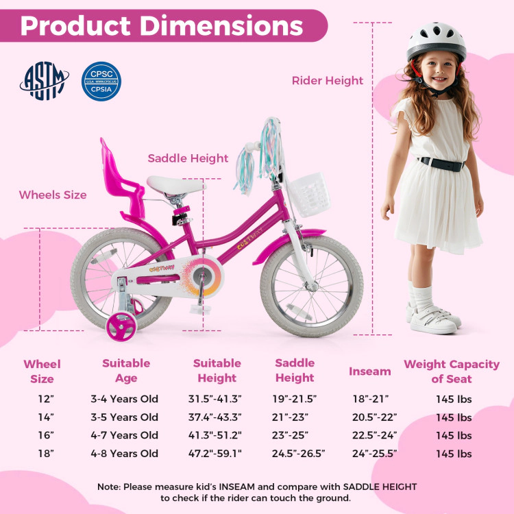 Hivvago Kids Bike 16 Inch with Training Wheels and 2 Brake System for 4-7 Years Old