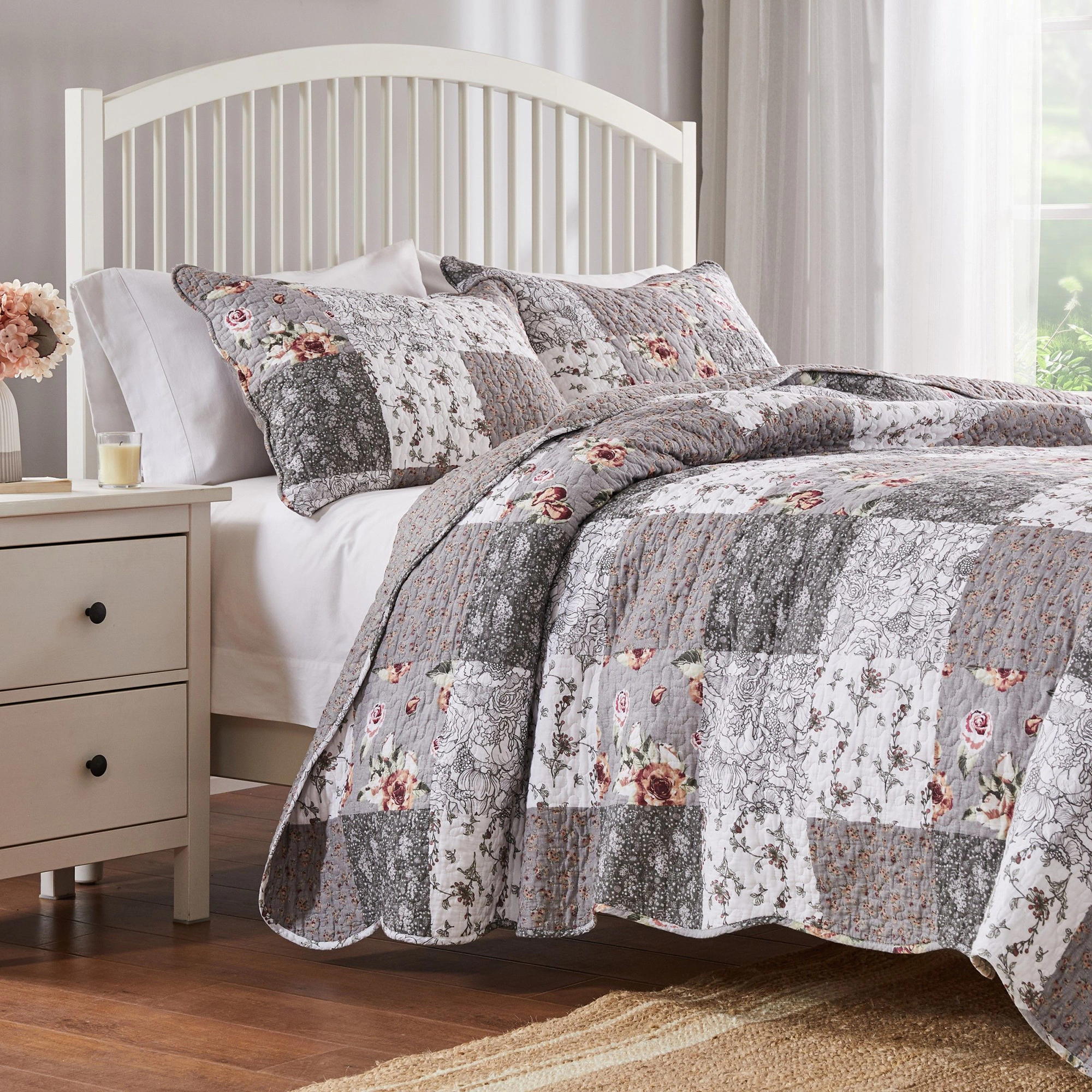 Greenland Home Fashions Barefoot Bungalow Giulia Comfortable Quilt Set 3 Piece