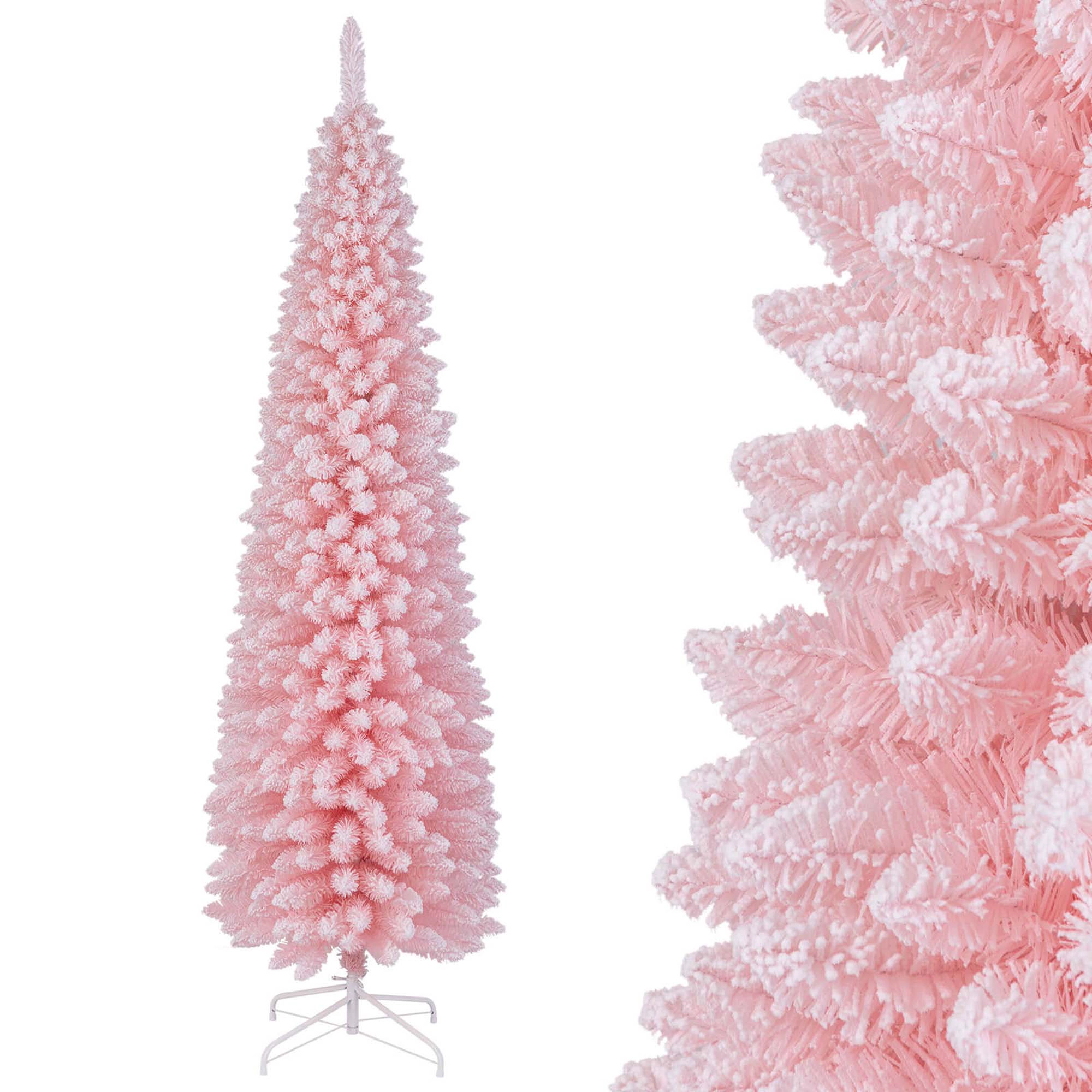 Costway 5/6/7/8 FT Artificial Christmas Tree with 328/460/635/1000 Branch Tips Folding Metal Stand