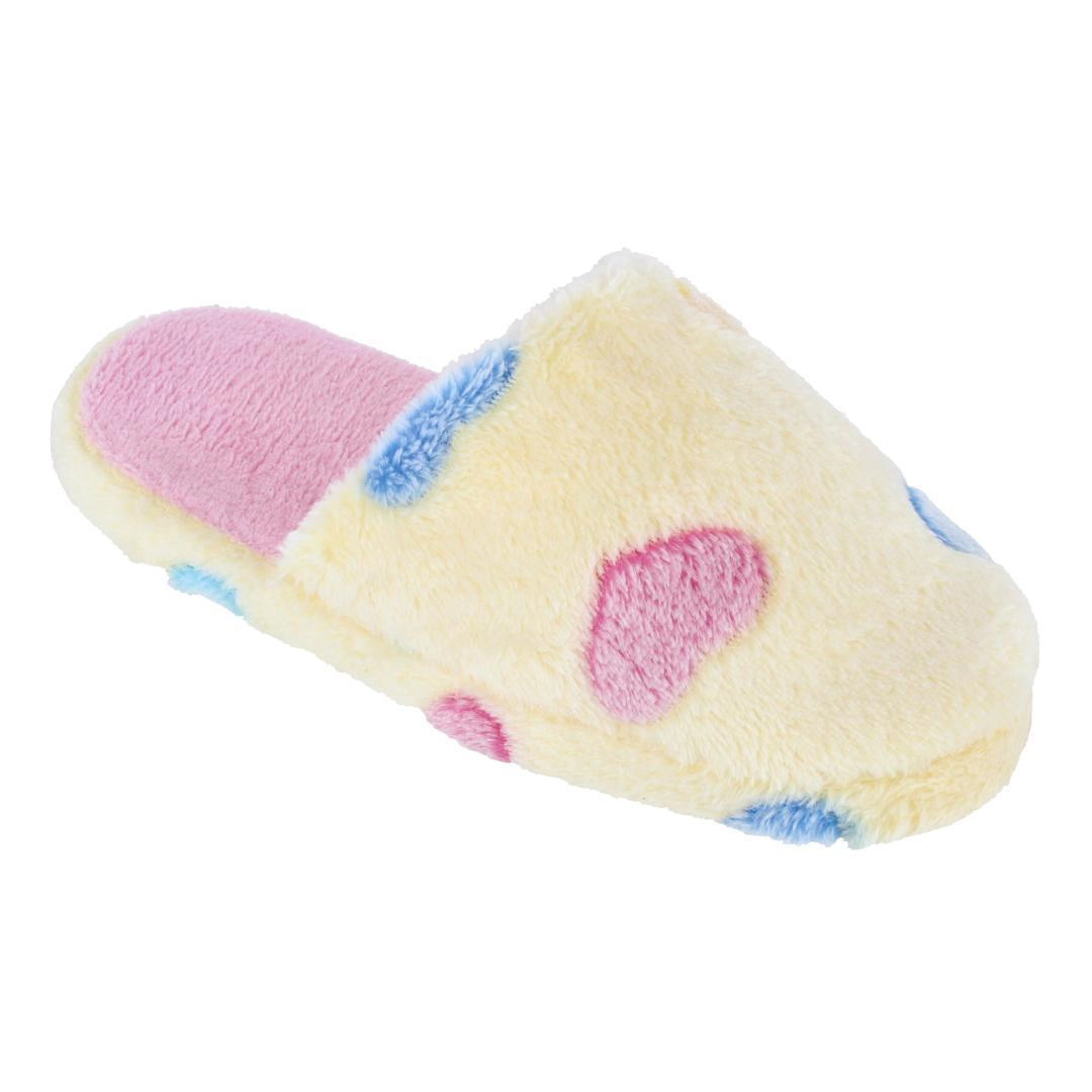 CTM Women's Heart Pattern Fur Slippers