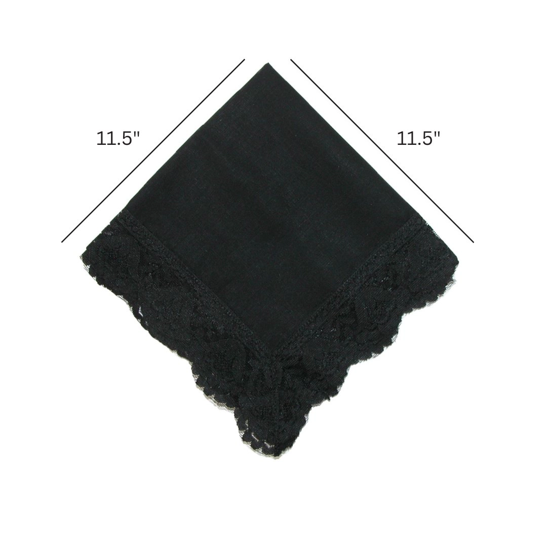 CTM Women's Twilight Beauty Black Lace Handkerchief