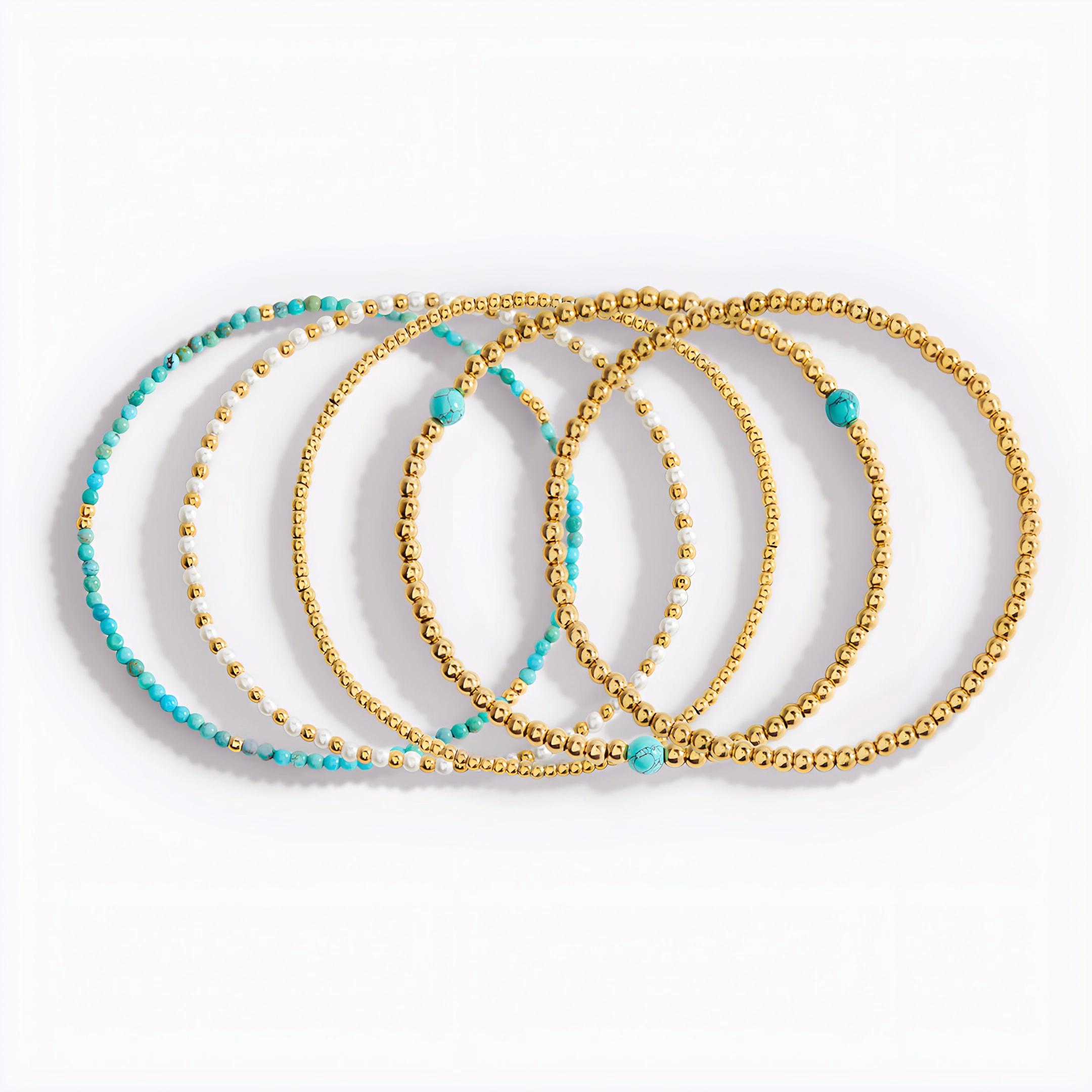 Mint & Lily Women's Turquoise Beaded Bracelet Stacking Set
