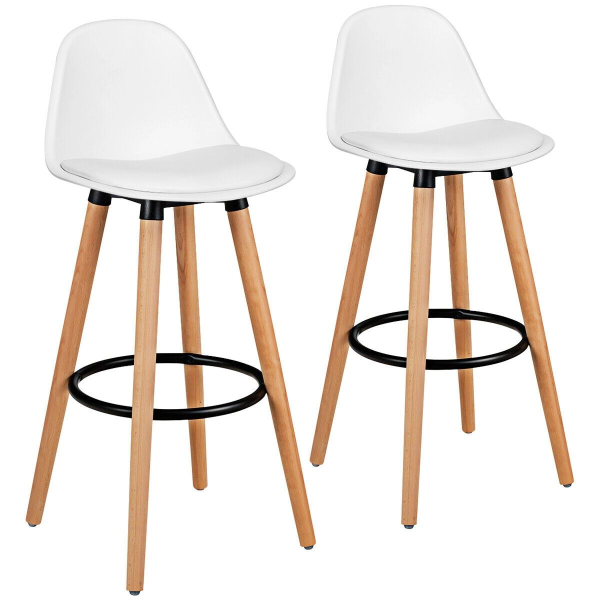 SlickBlue Modern Bar Stools Set of 2 with Backrest and Footrest