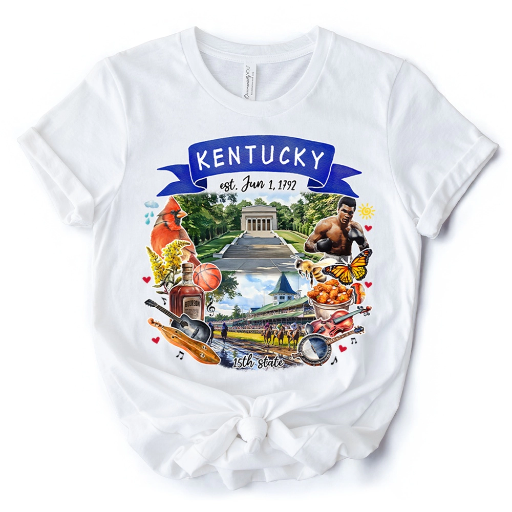 OrnamentallyYou Unisex Artistic Kentucky State Themes And Landmarks T-Shirt