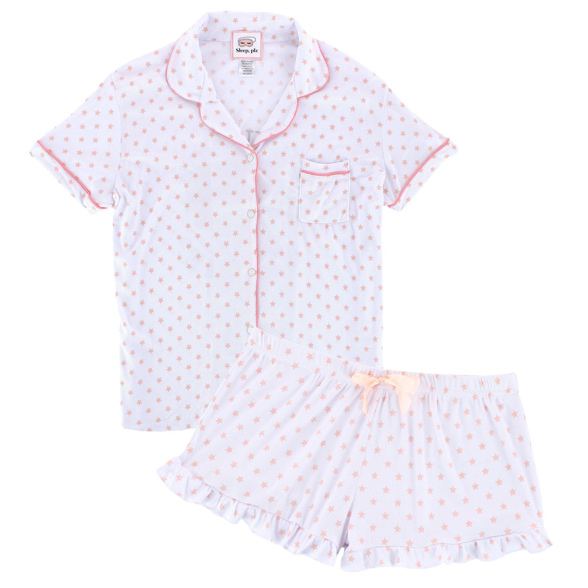 CTM Women's Star Donut Short Sleeve Pajama Set by Sleep plz