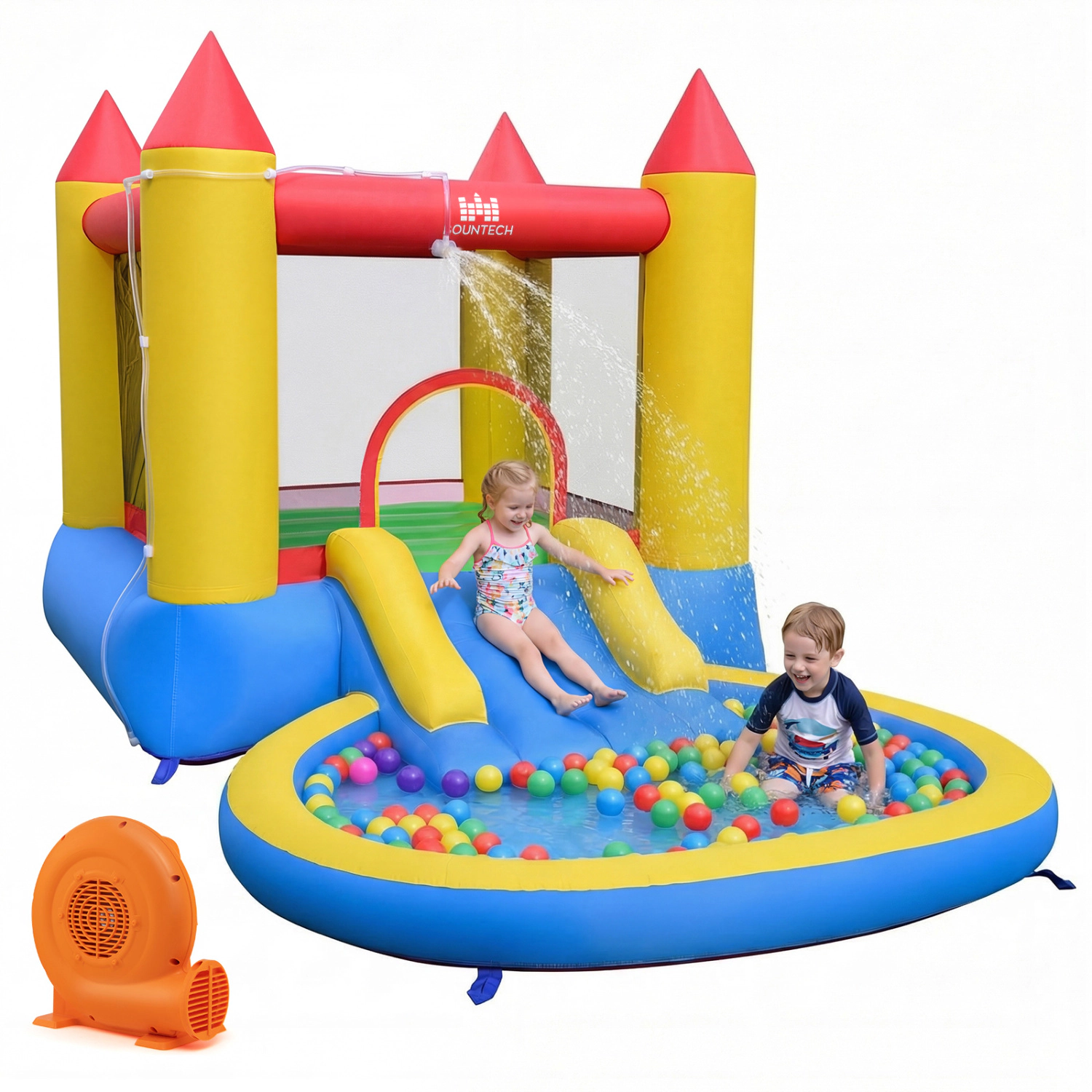 LJG Kids Water Park Wet Dry with Splash Pool and 380W Blower