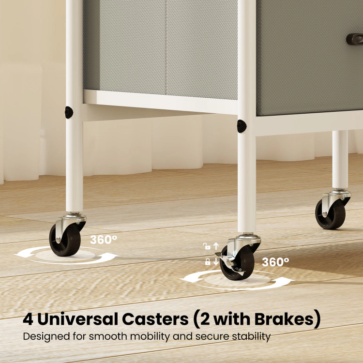 Hivvago 2-Tier Rolling Storage Cart with Fabric Drawers