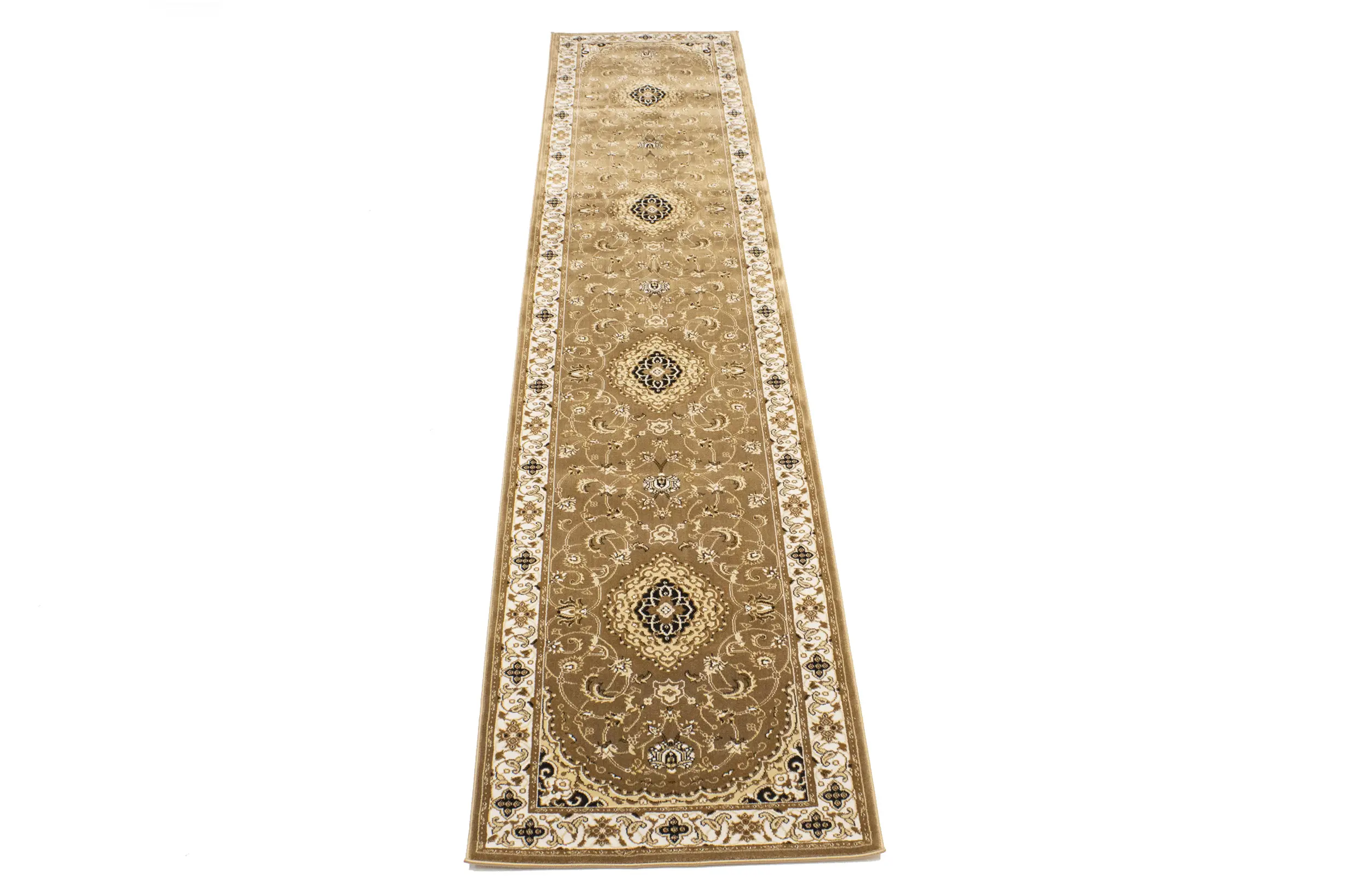 Magic Rugs Brown Floral Oriental Style 3X12 Machine-Made Runner Rug