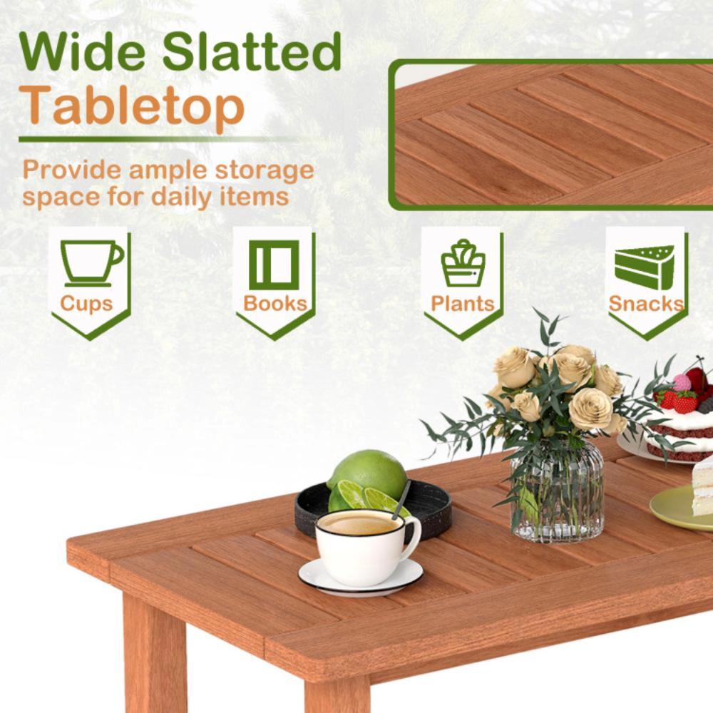 Hivvago Patio Coffee Table With Slatted Tabletop For Deck  Poolside